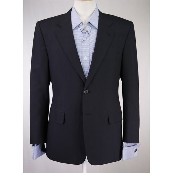 Custom Tailored Solid Navy Blue 2-Btn Wool Blazer Jacket 38S - Picture 2 of 10